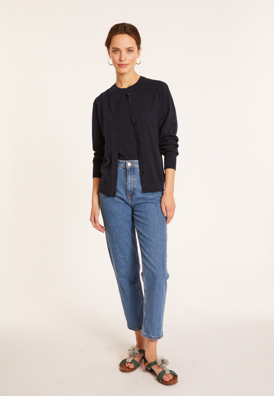 Cotton round neck cardigan - Manel