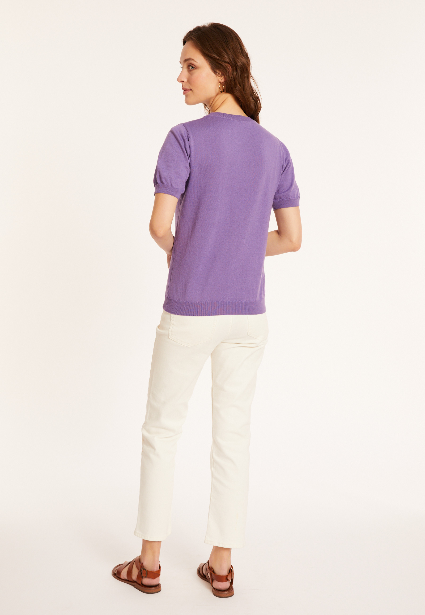 T-shirt col rond en coton bio - Moon 8090 iris - 17 Violet