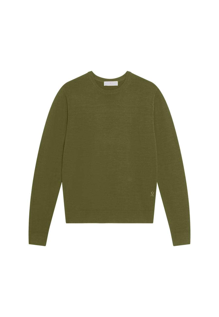 Crew neck sweater with logo in merino wool - Eddie