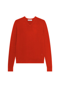 V-neck sweater with logo in merino wool - Elmo