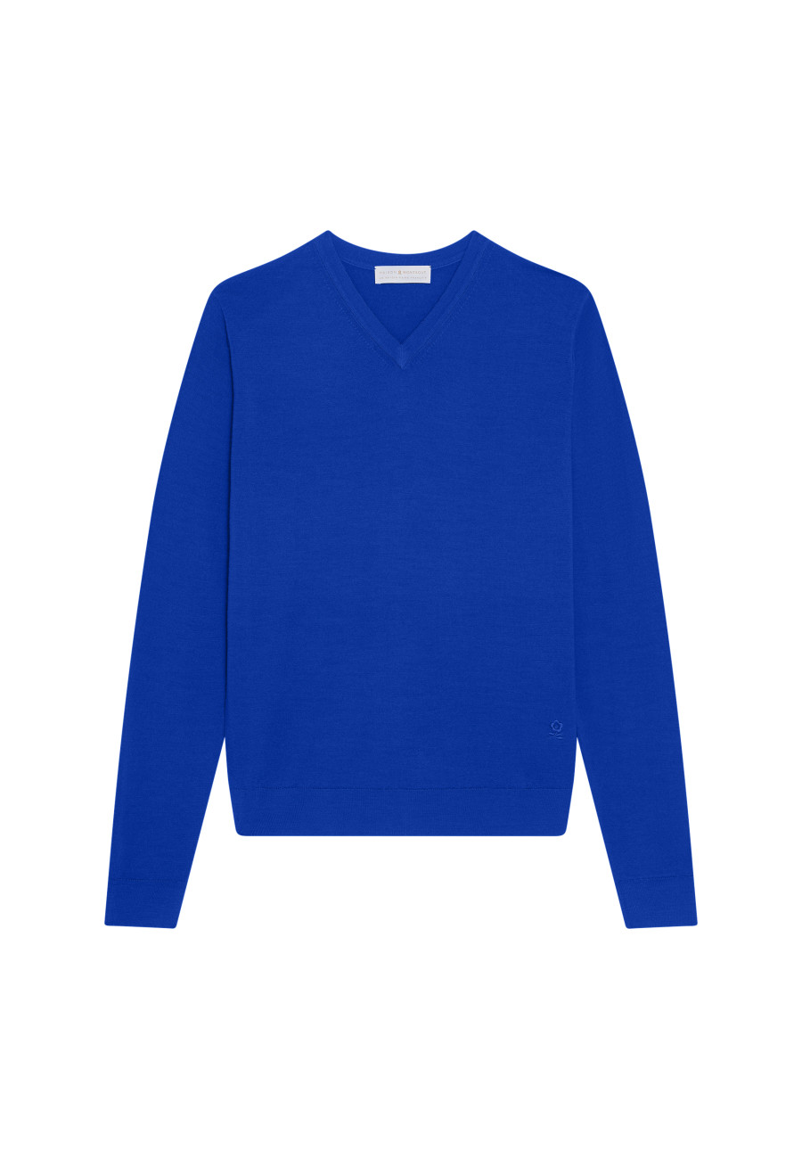 V-neck jumper in merino wool - Elmo