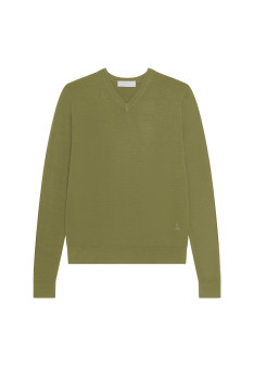 V-neck sweater with logo in merino wool - Elmo