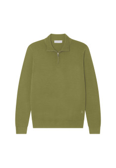 Trucker neck sweater with logo in merino wool - Ryan