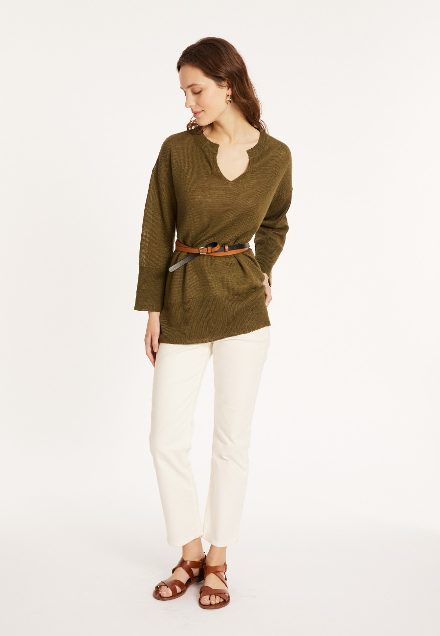 Tunique ampla col V en lin - Marielle