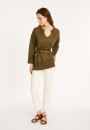 Tunique ample col V en lin - Marielle 8051 cactus - 83 Kaki