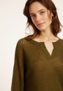 Loose linen sweater with openwork sleeves - Molene