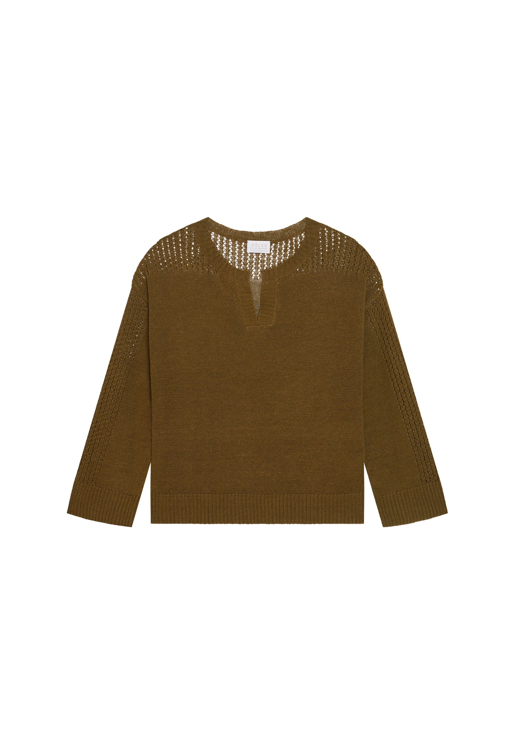 Loose linen sweater with openwork sleeves - Molene