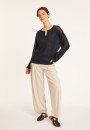 Loose linen sweater with openwork sleeves - Molene