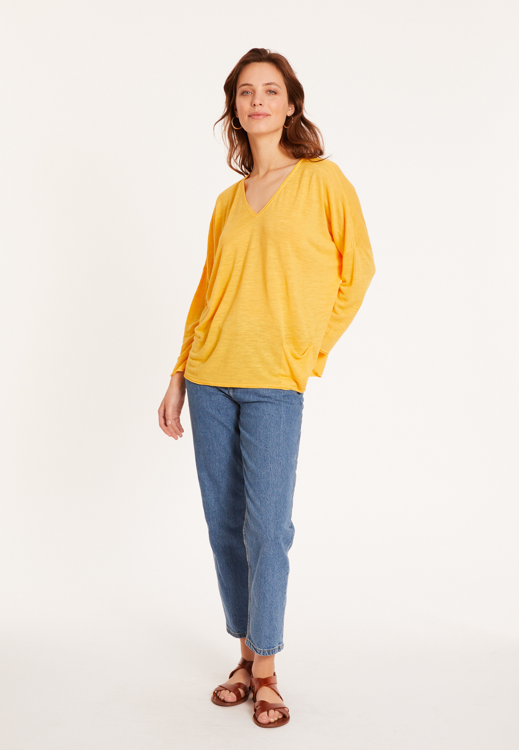 T-shirt ample en lin flammé - Balou 8060 ambre - 08 Jaune