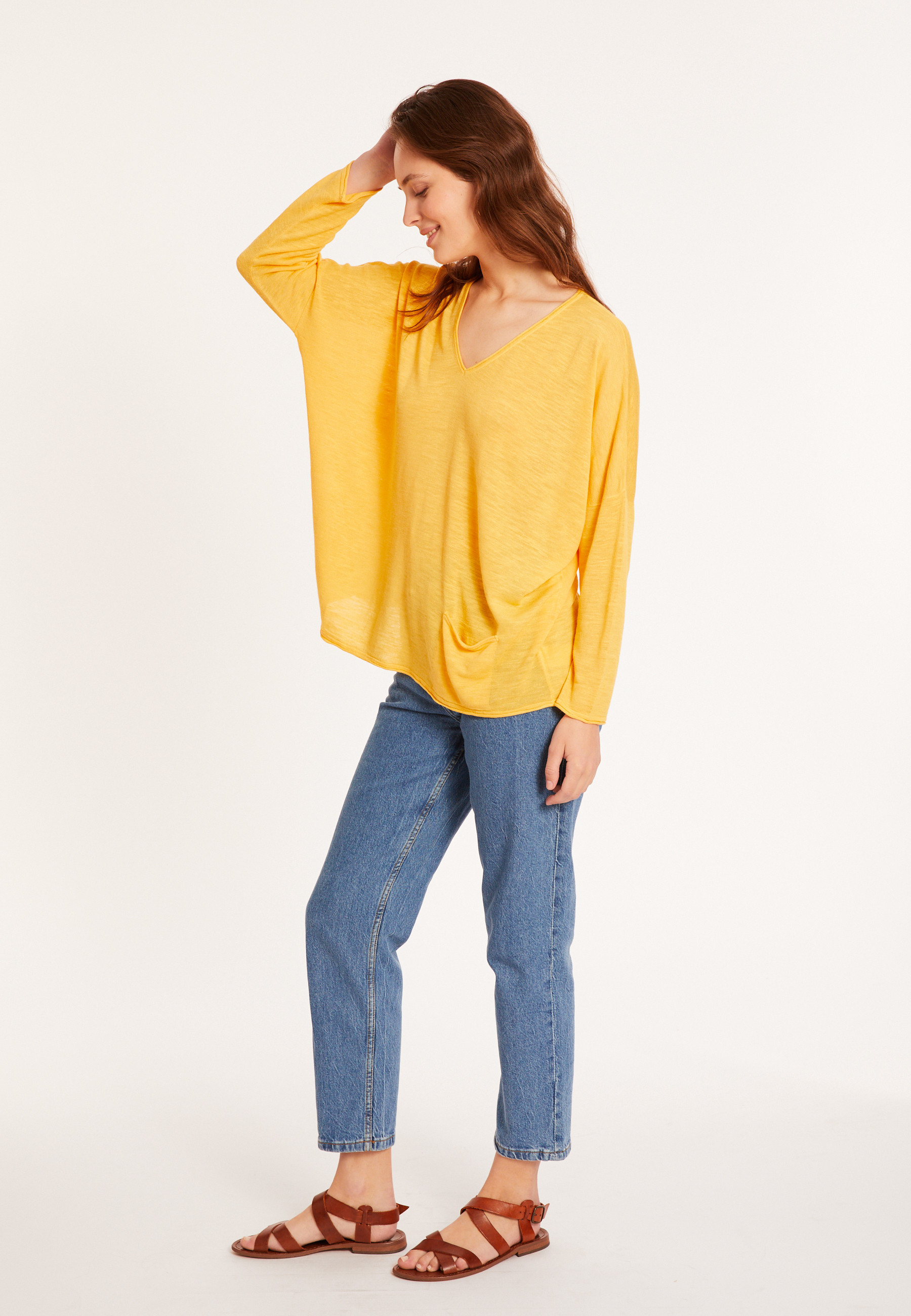 T-shirt ample en lin flammé - Balou 8060 ambre - 08 Jaune