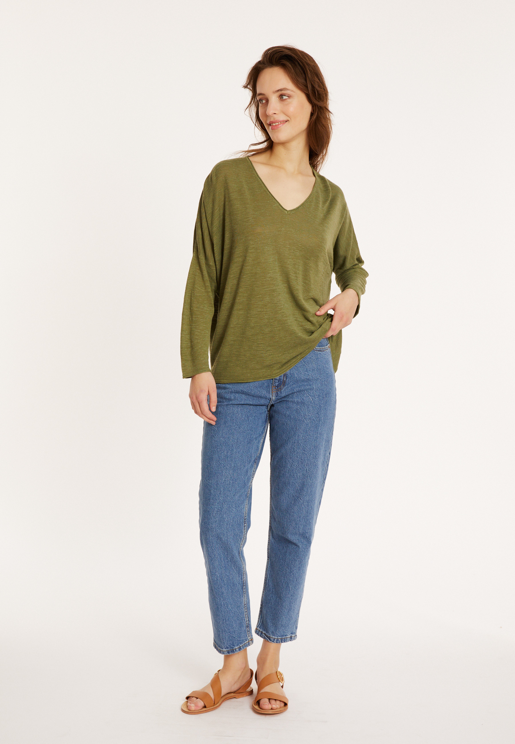 T-shirt ample en lin flammé - Balou 8051 cactus - 83 Kaki