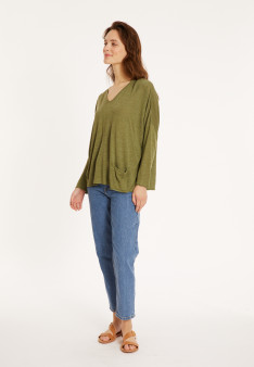 T-shirt ample en lin flammé - Balou 8051 cactus - 83 Kaki