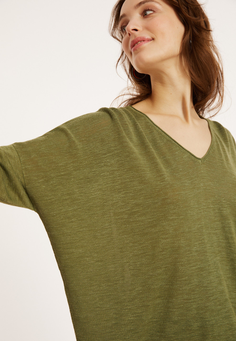 Camiseta folgada de linho com estampa slub - Balou