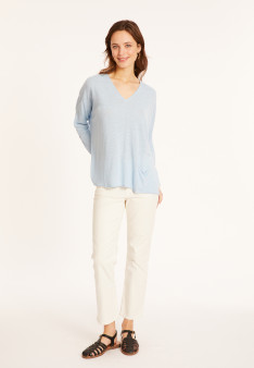 T-shirt ample en lin flammé - Balou 8043 celeste - 04 Bleu clair