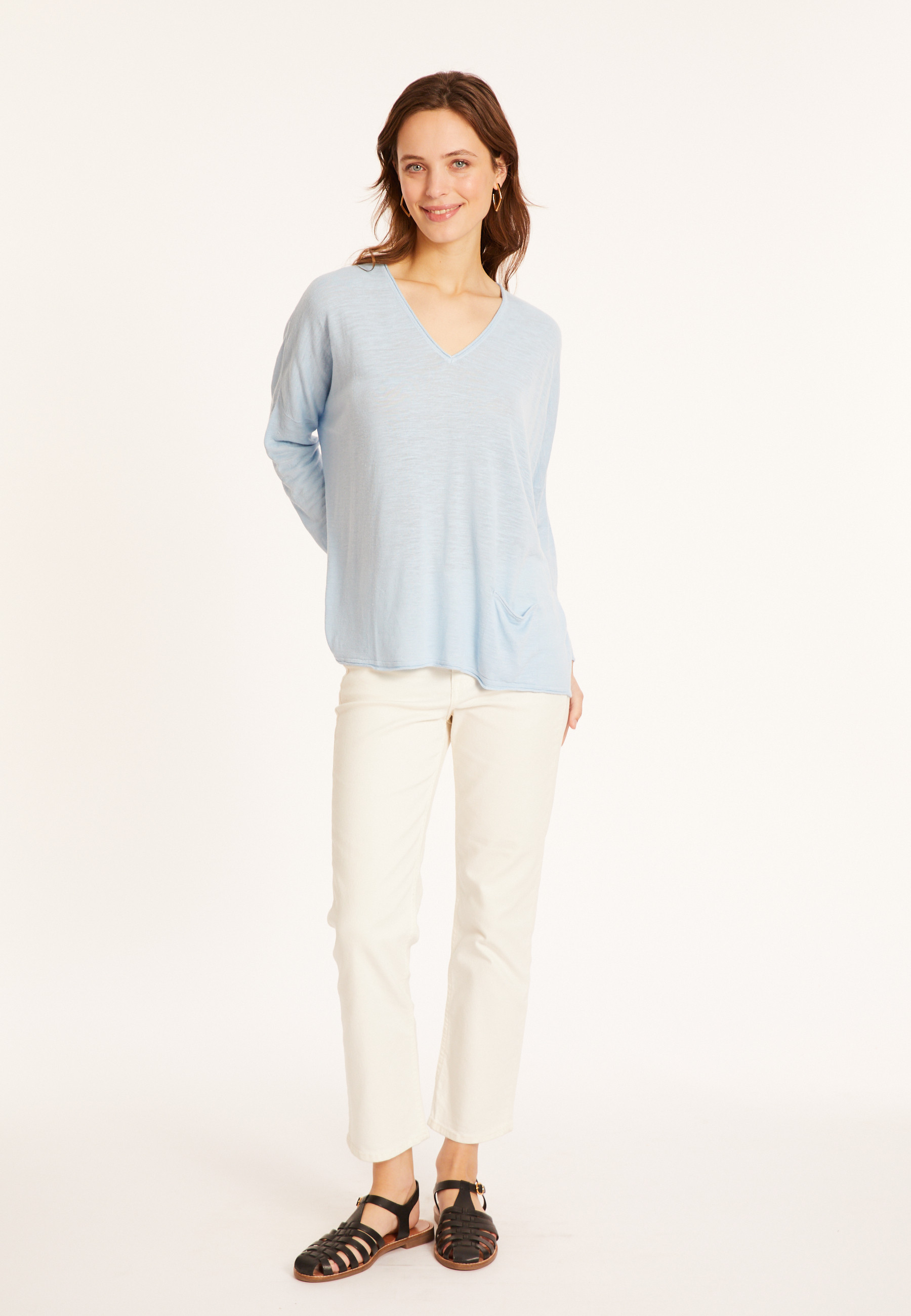 T-shirt ample en lin flammé - Balou 8043 celeste - 04 Bleu clair