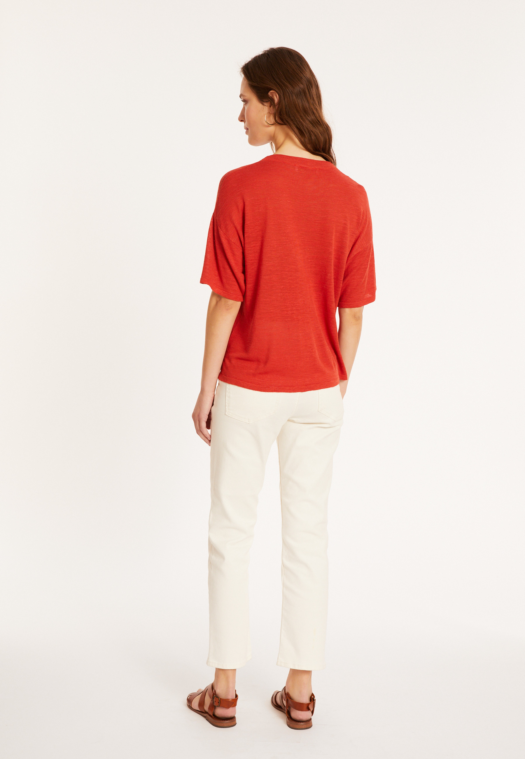 Flamed linen button-down t-shirt - Maddie