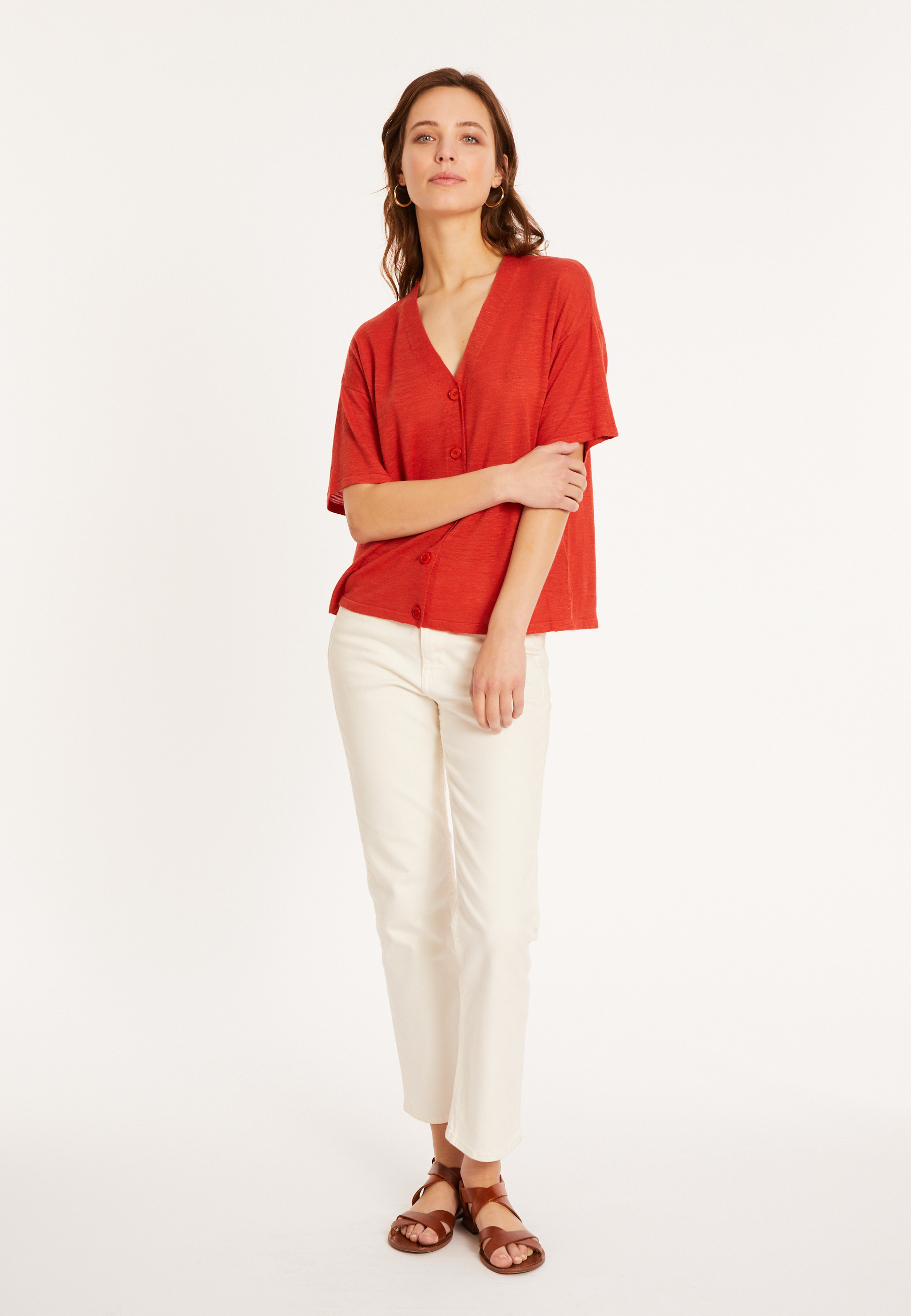 Flamed linen button-down t-shirt - Maddie