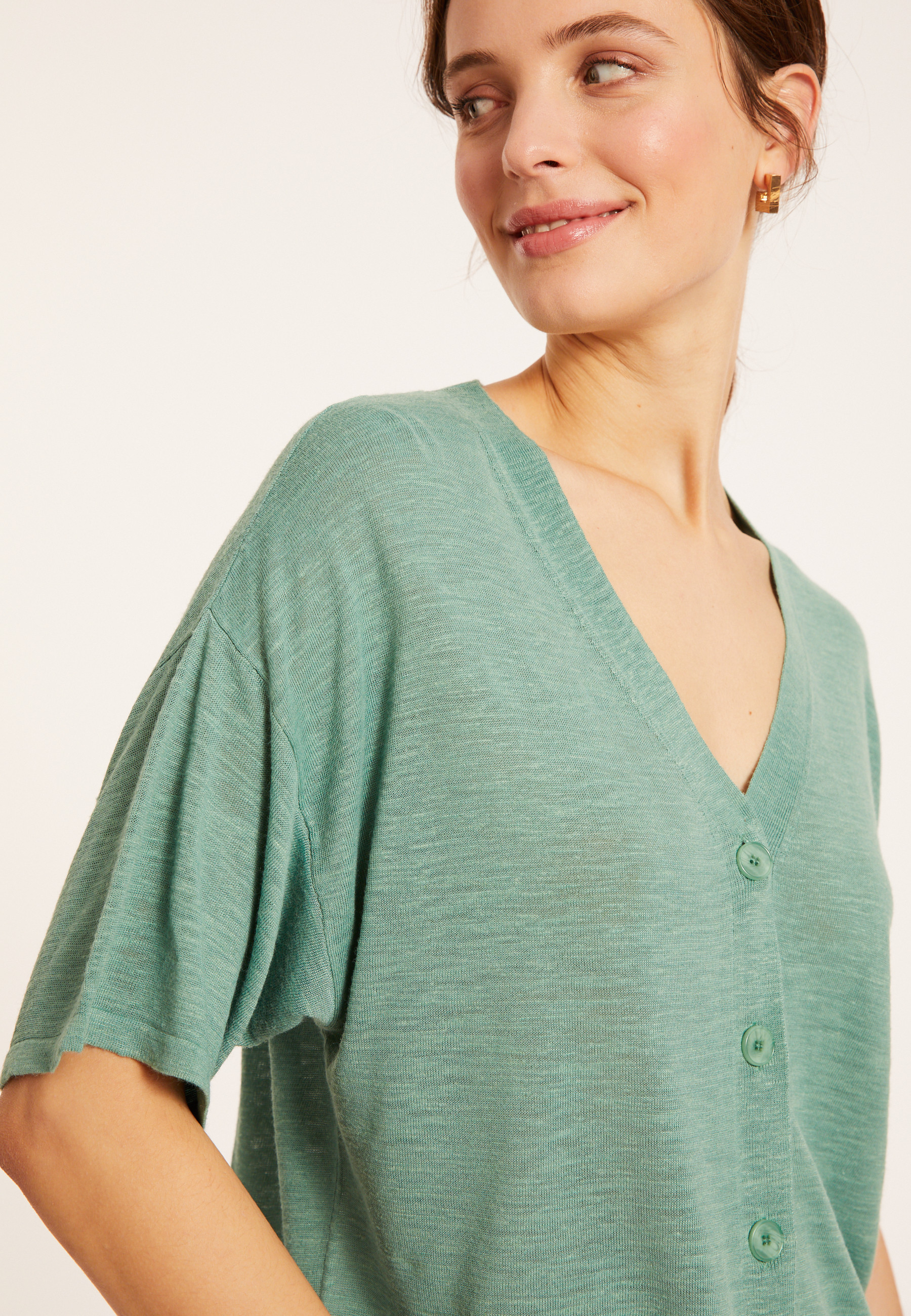 Flamed linen button-down t-shirt - Maddie