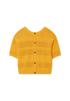 Gilet ajouré en coton et lin - Maylisse