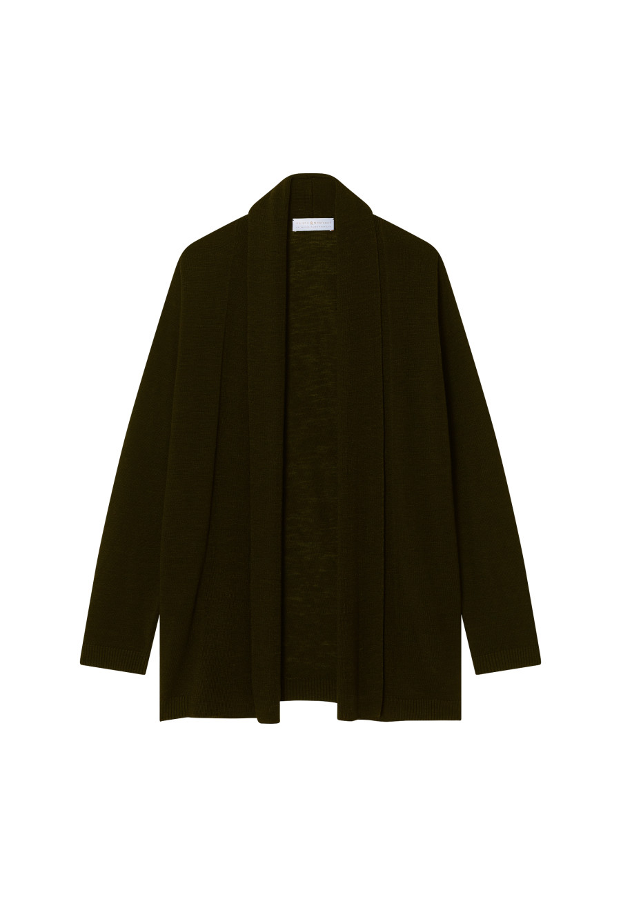 Flamed linen shawl collar cardigan - Maelle
