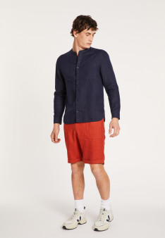 Linen shirt with tunisian collar - Dean