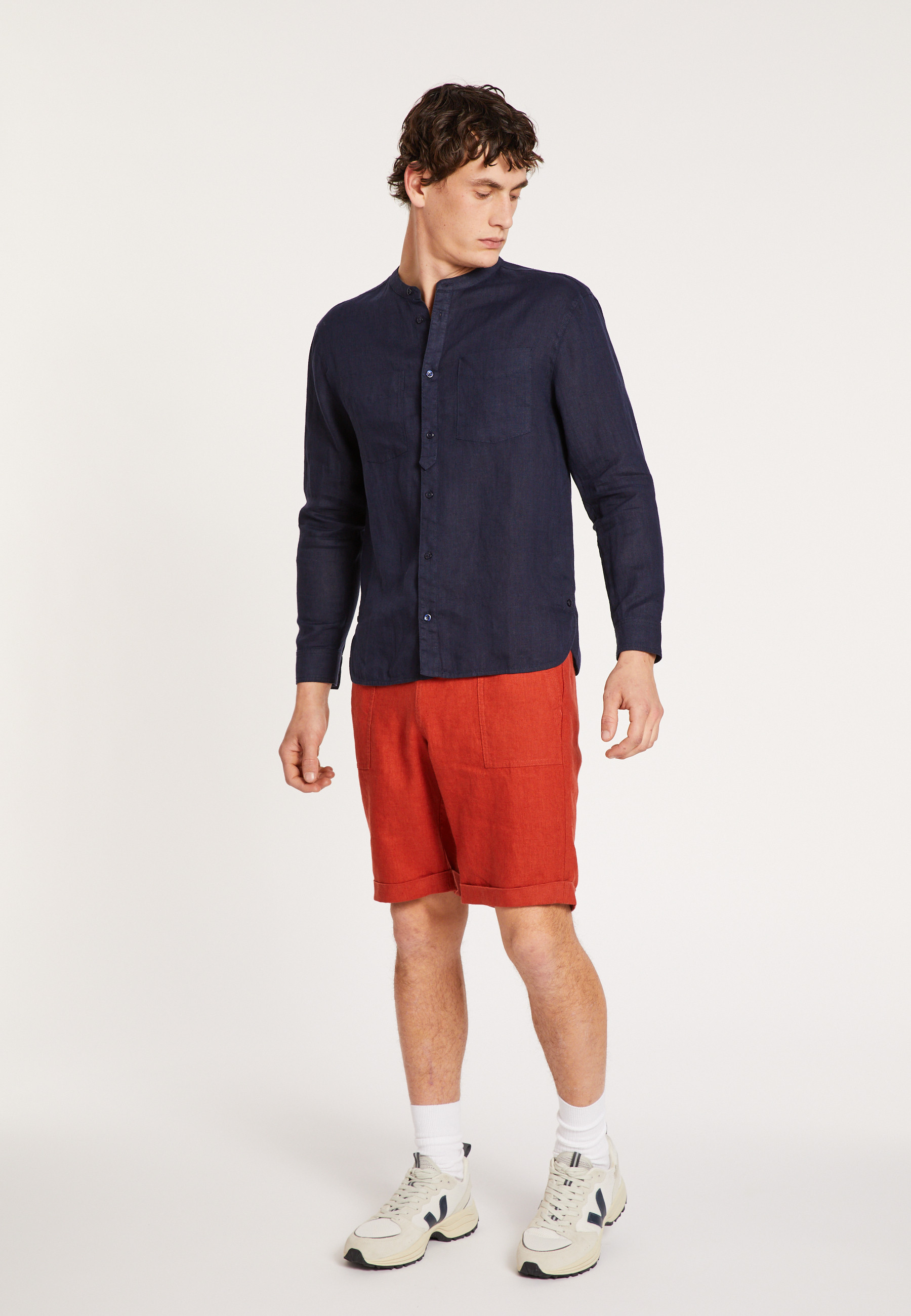 Linen shirt with tunisian collar - Dean