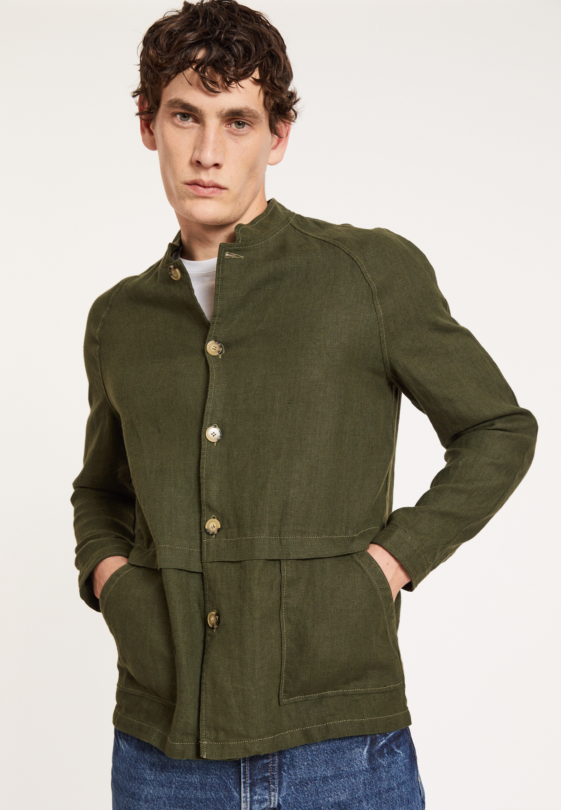 Veste boutonnée en lin avec poches - Dallas 8051cactus - 83 Kaki 