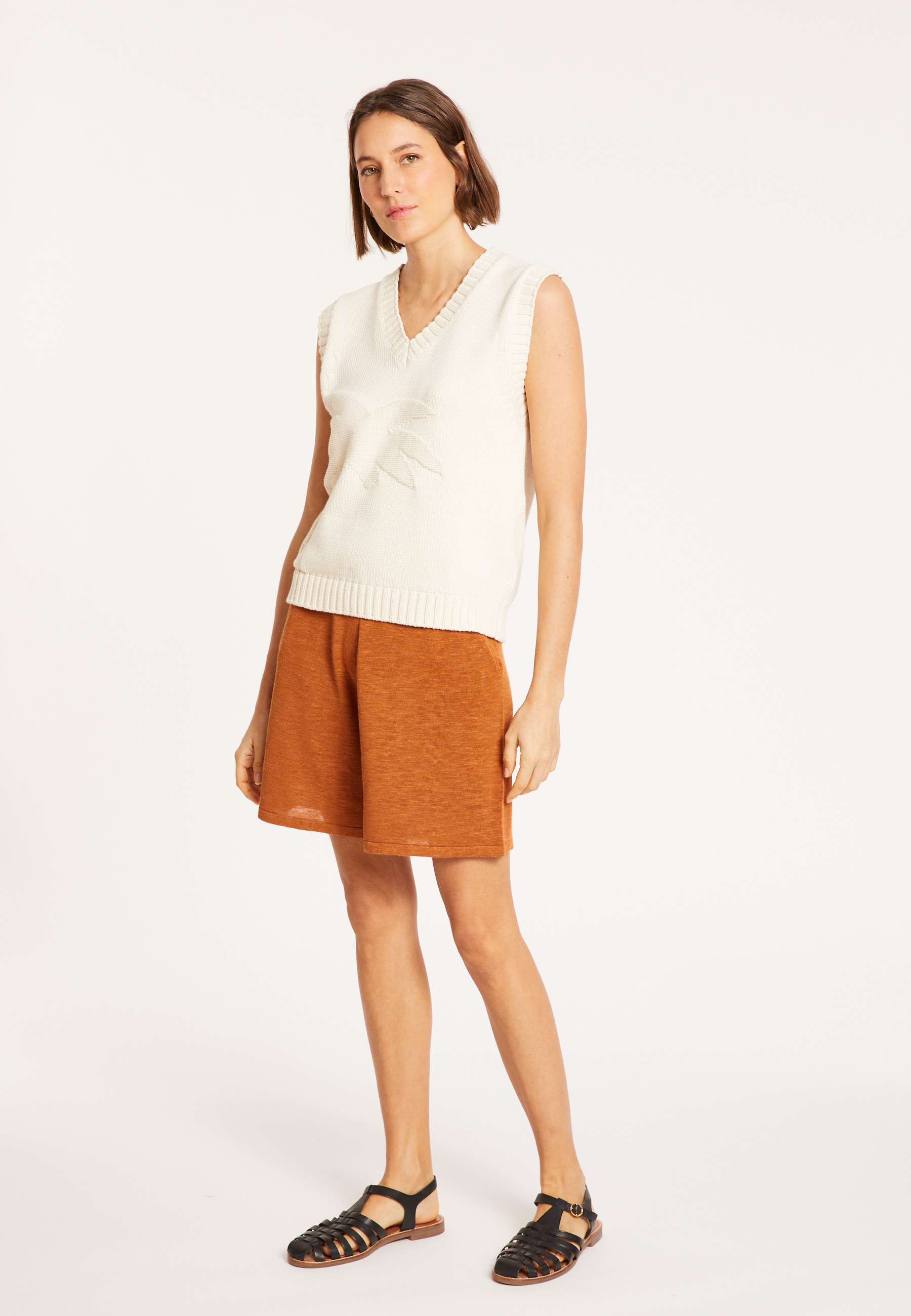 Sleeveless V-neck cotton sweater - Manon