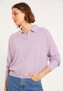Polo manches longues en coton  brossé - Melvina 8091 lilas - 17 Violet