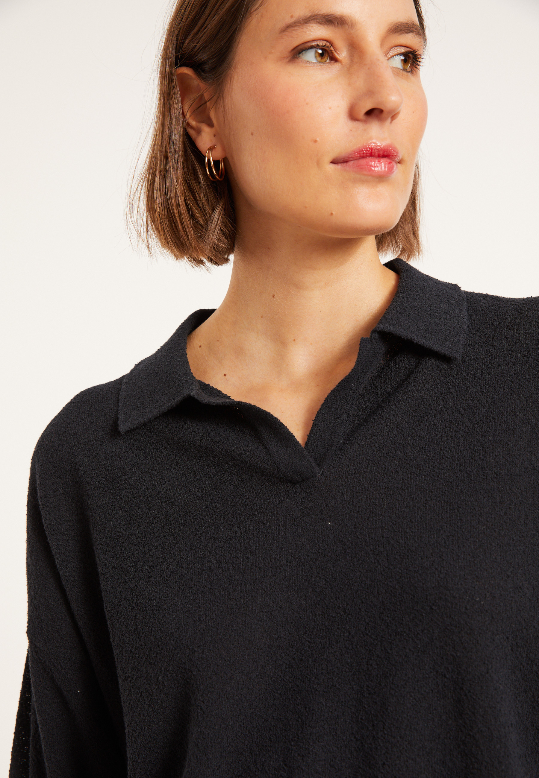 Long sleeve polo shirt in brushed cotton - Melvina