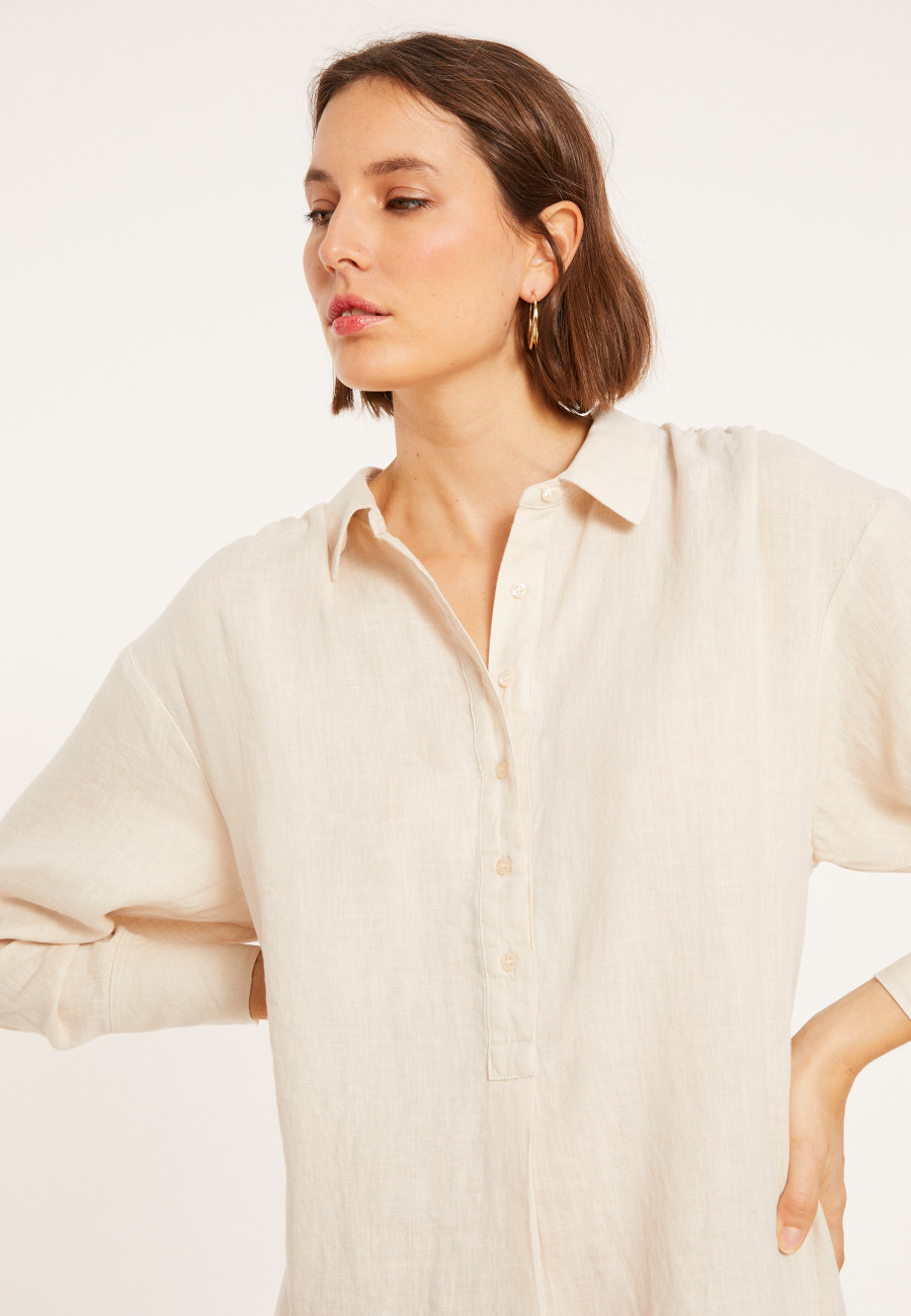 Robe longue col polo en lin - Valerie