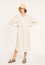 Robe longue col polo en lin - Valerie 8020 ficelle - 12 Beige clair
