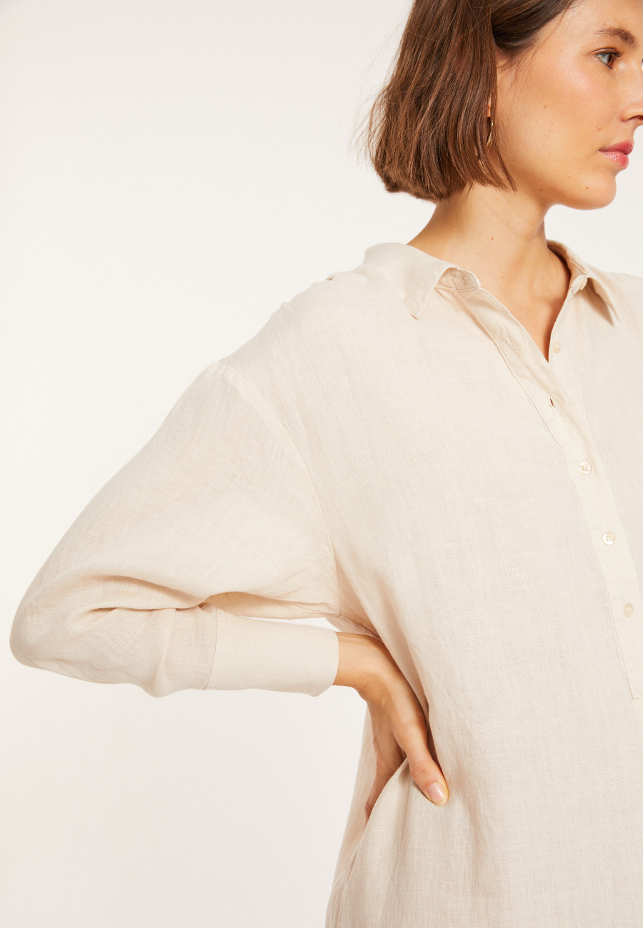 Robe longue col polo en lin - Valerie