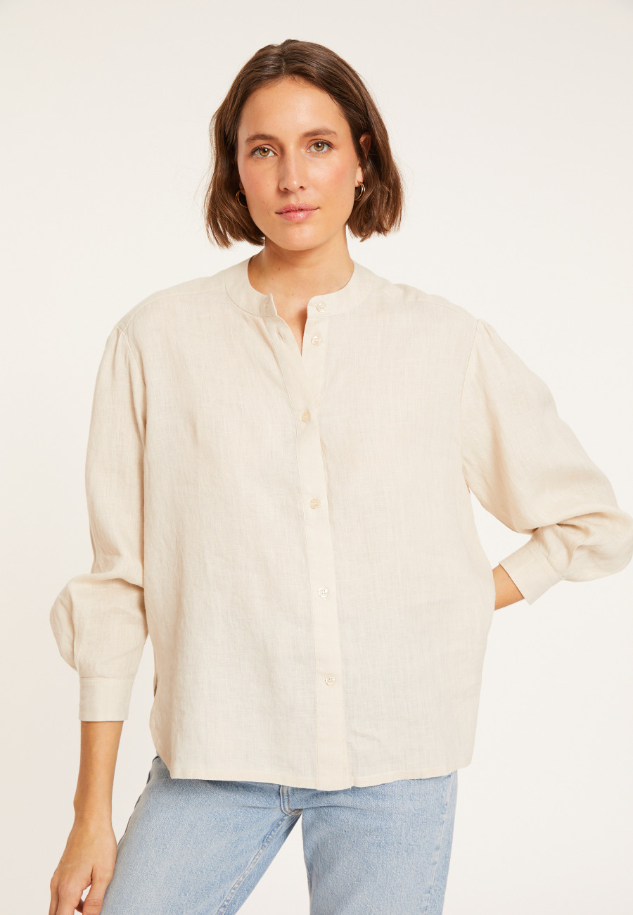 Linen blouse with tunisian collar - Vania