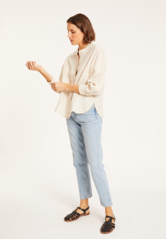 Linen blouse with tunisian collar - Vania