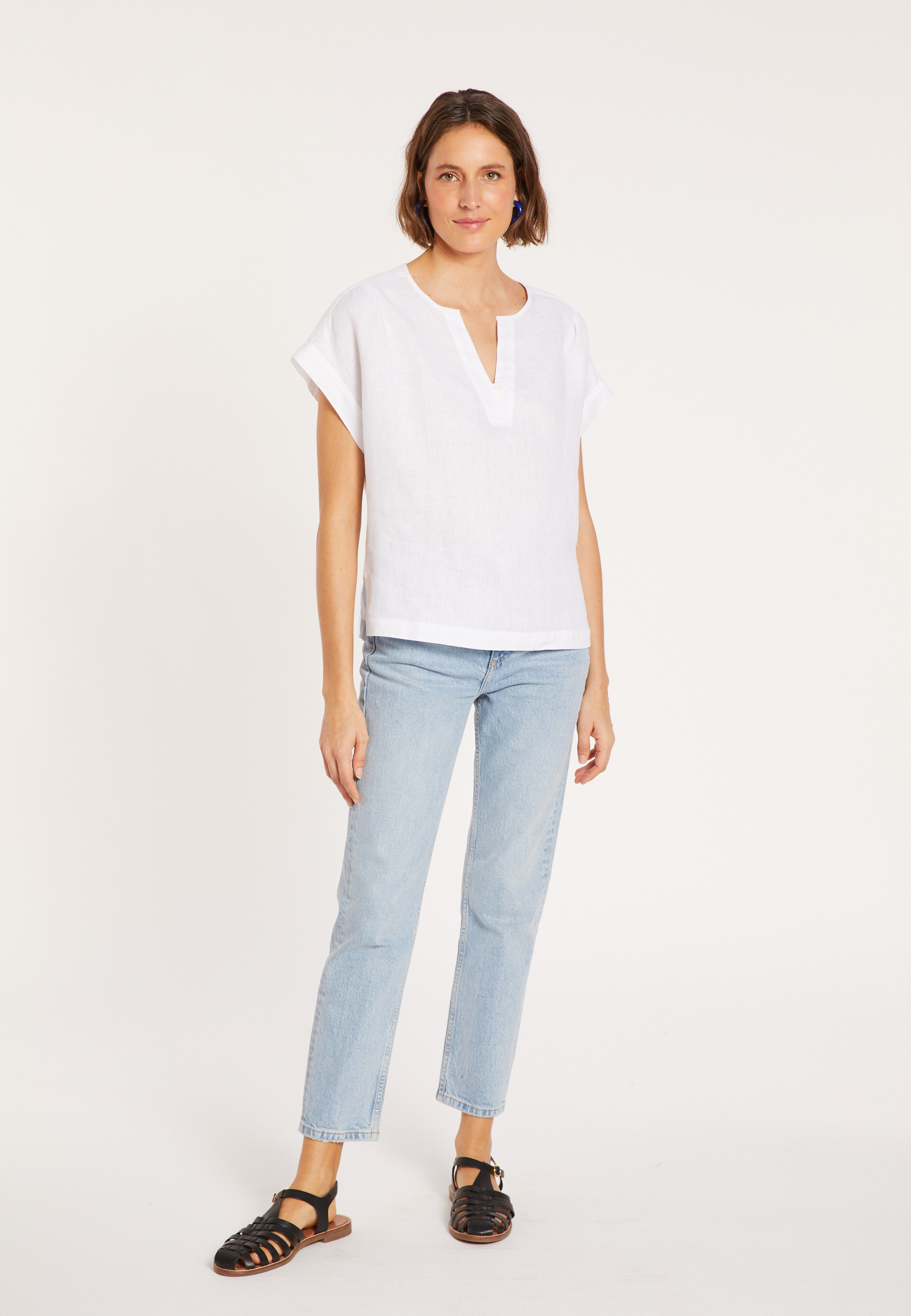 Short sleeve linen blouse - Virginie