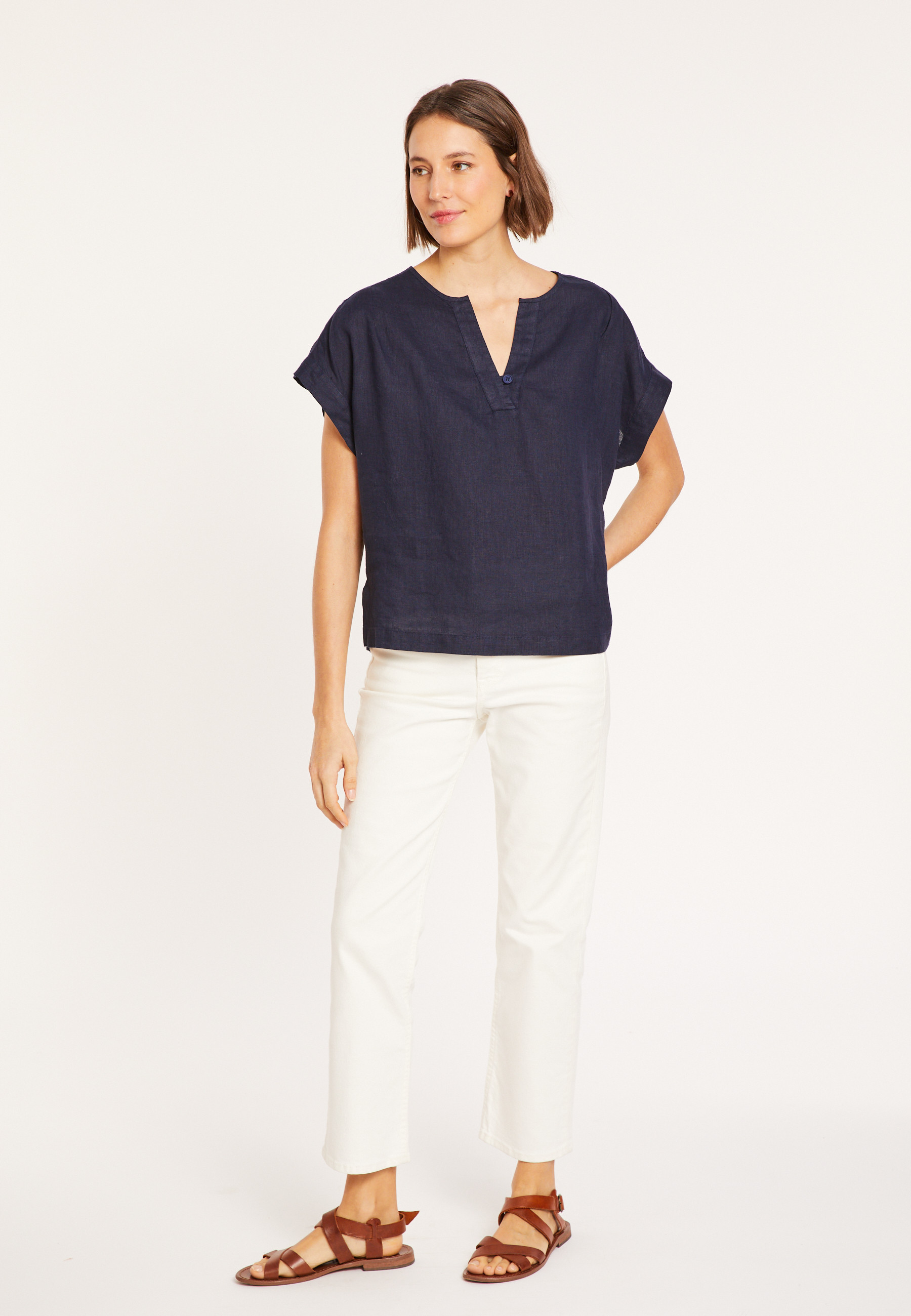 Short sleeve linen blouse - Virginie