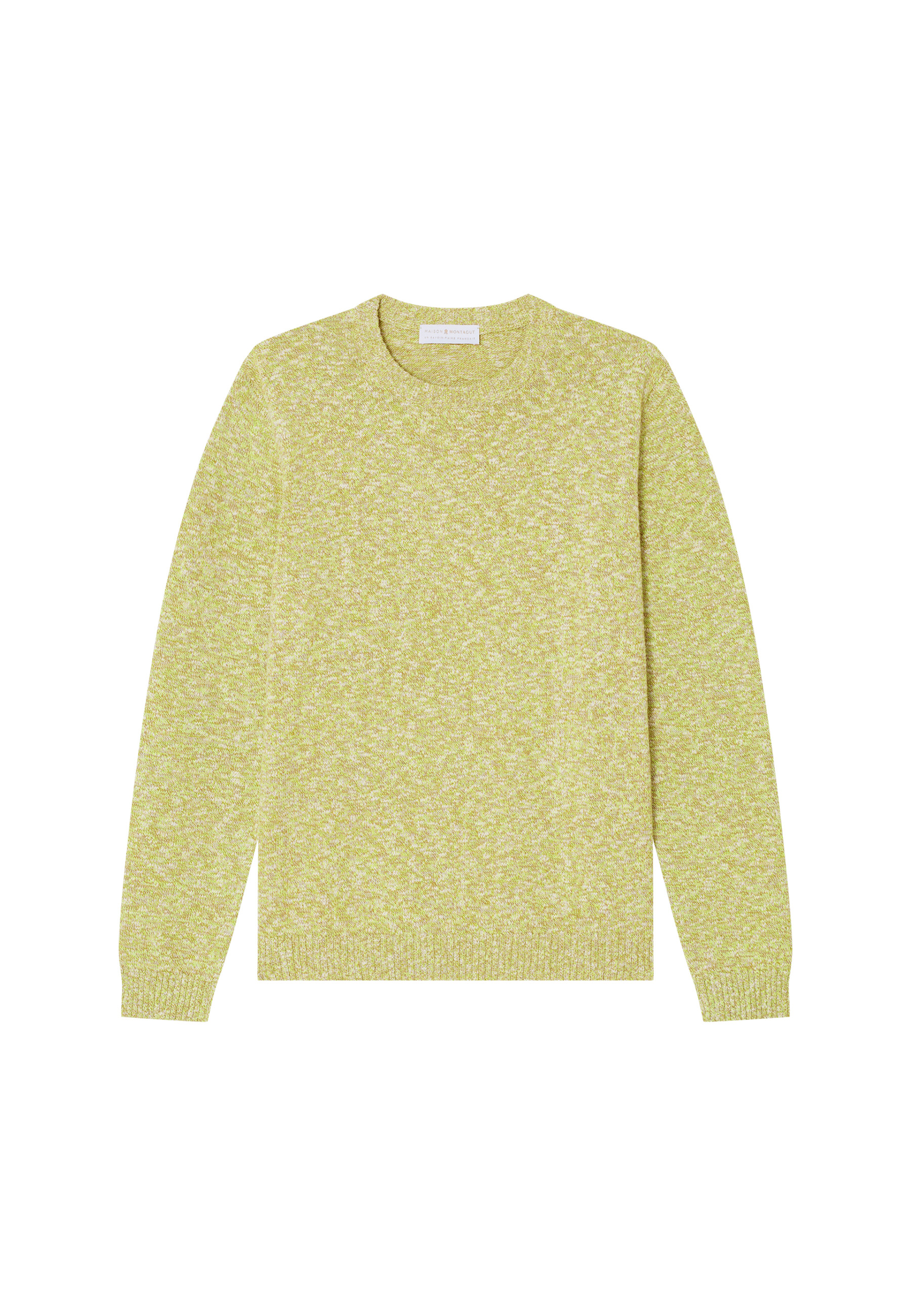Pull chiné col rond en coton - Doume 8062 multi neon - 90 Vert anis