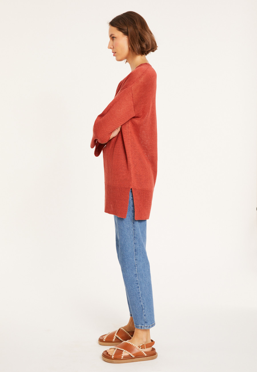 Tunique ampla col V en lin - Marielle