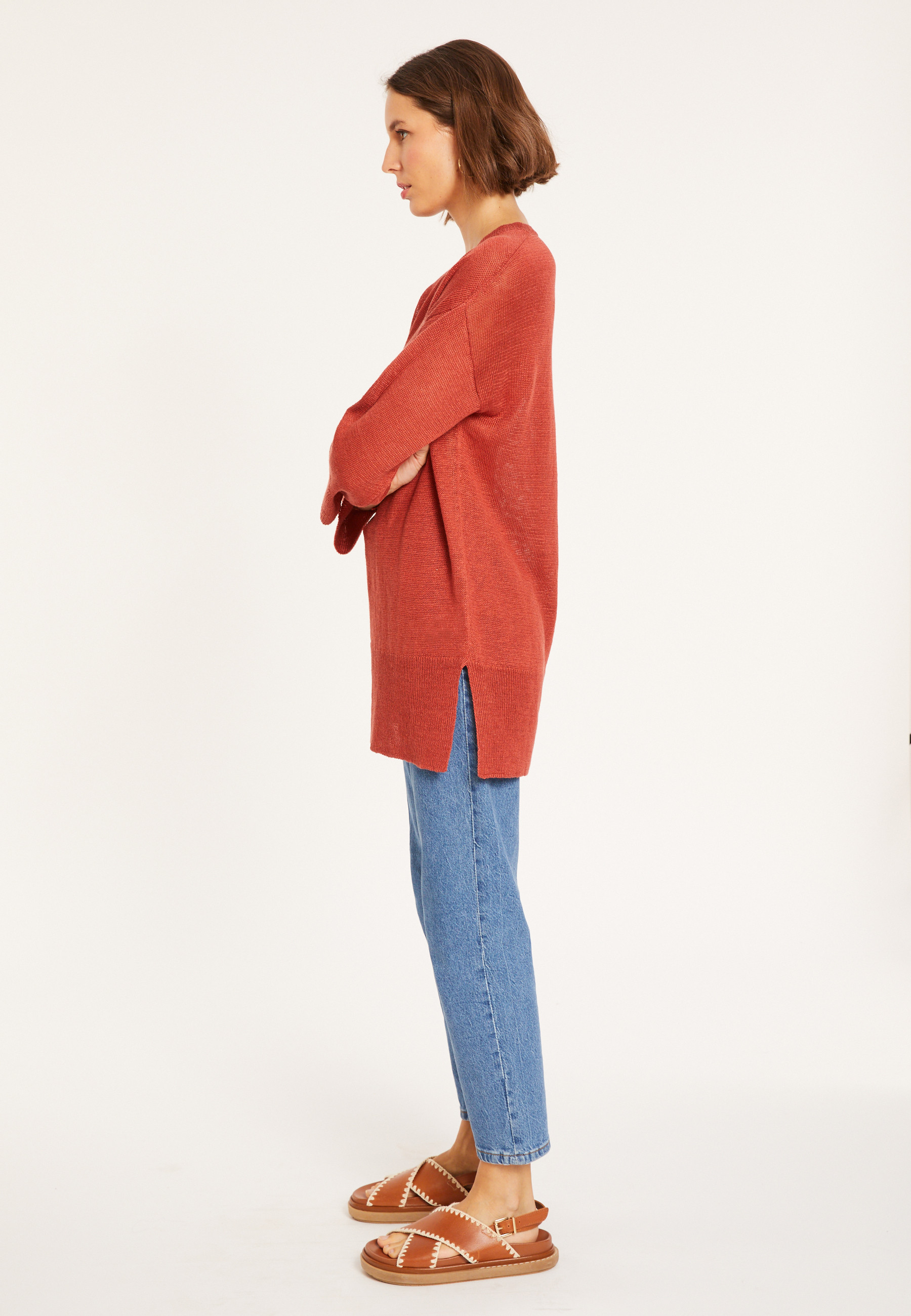 Loose linen V-neck tunic - Marielle