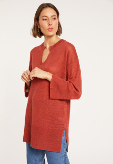 Loose linen V-neck tunic - Marielle