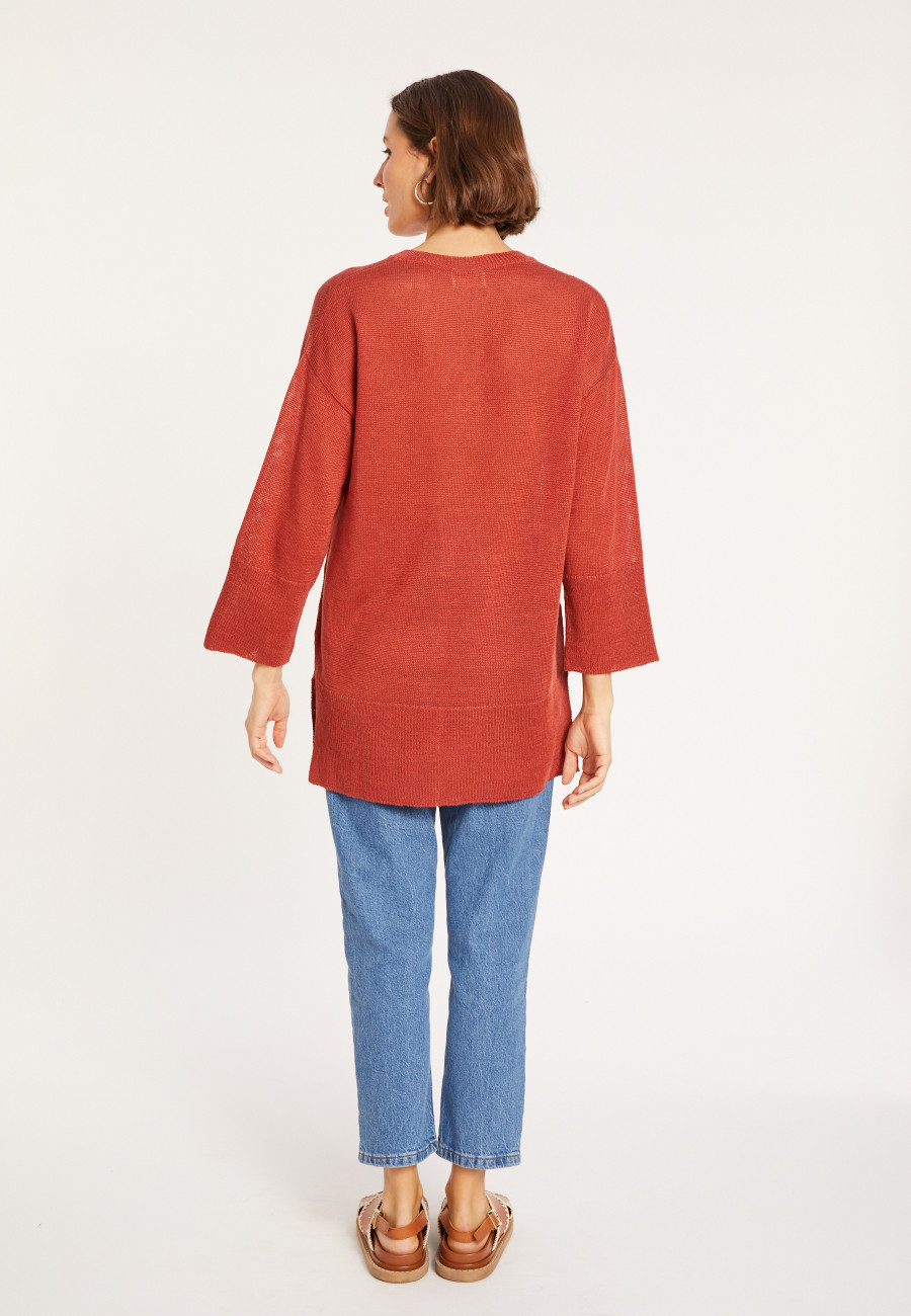 Tunique ampla col V en lin - Marielle