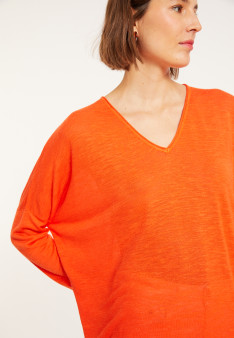  	T-shirt ample en lin flammé - Balou 8071 papaye - 15 Orange