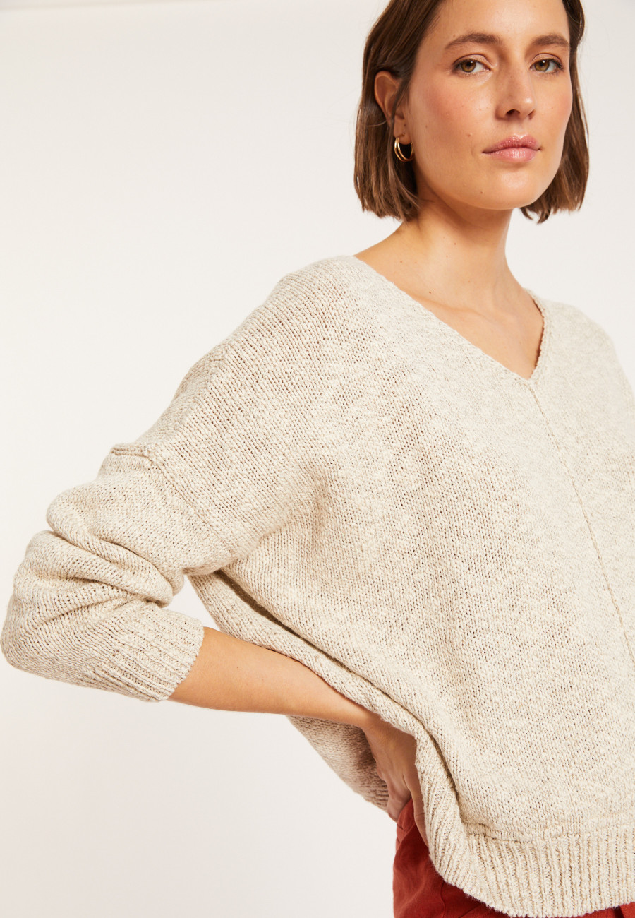Loose cotton and linen jumper - Nathalie