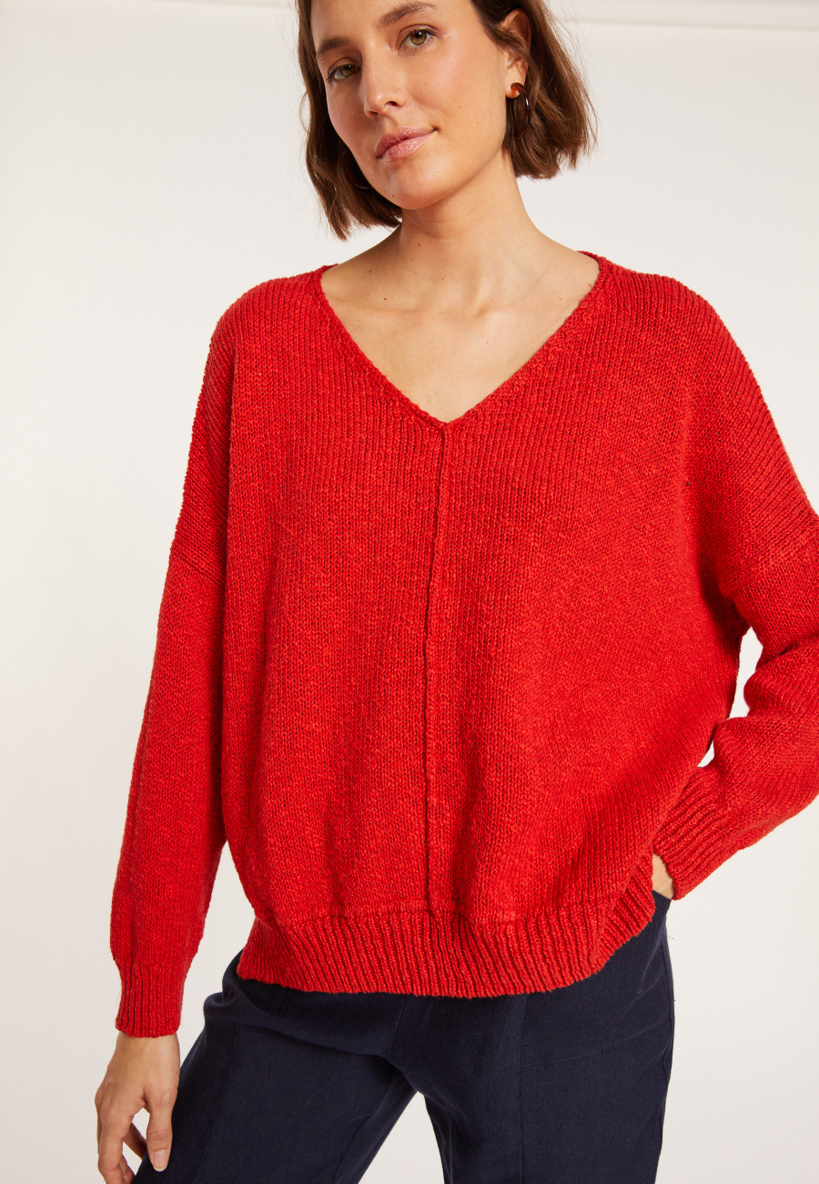 Loose cotton and linen jumper - Nathalie