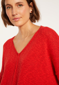 Pull ample coton et lin - Thalie 8080 capucine - 52 Rouge