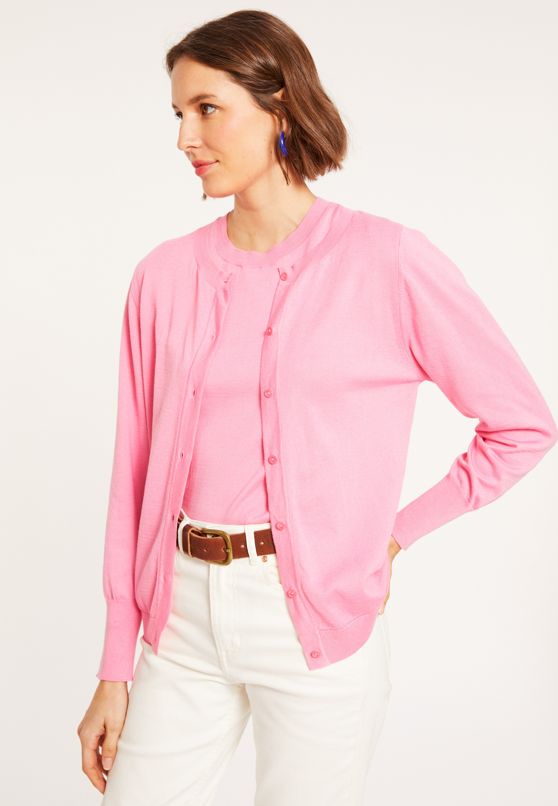 Cotton round neck cardigan - Manel