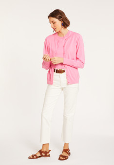 Cotton round neck cardigan - Manel