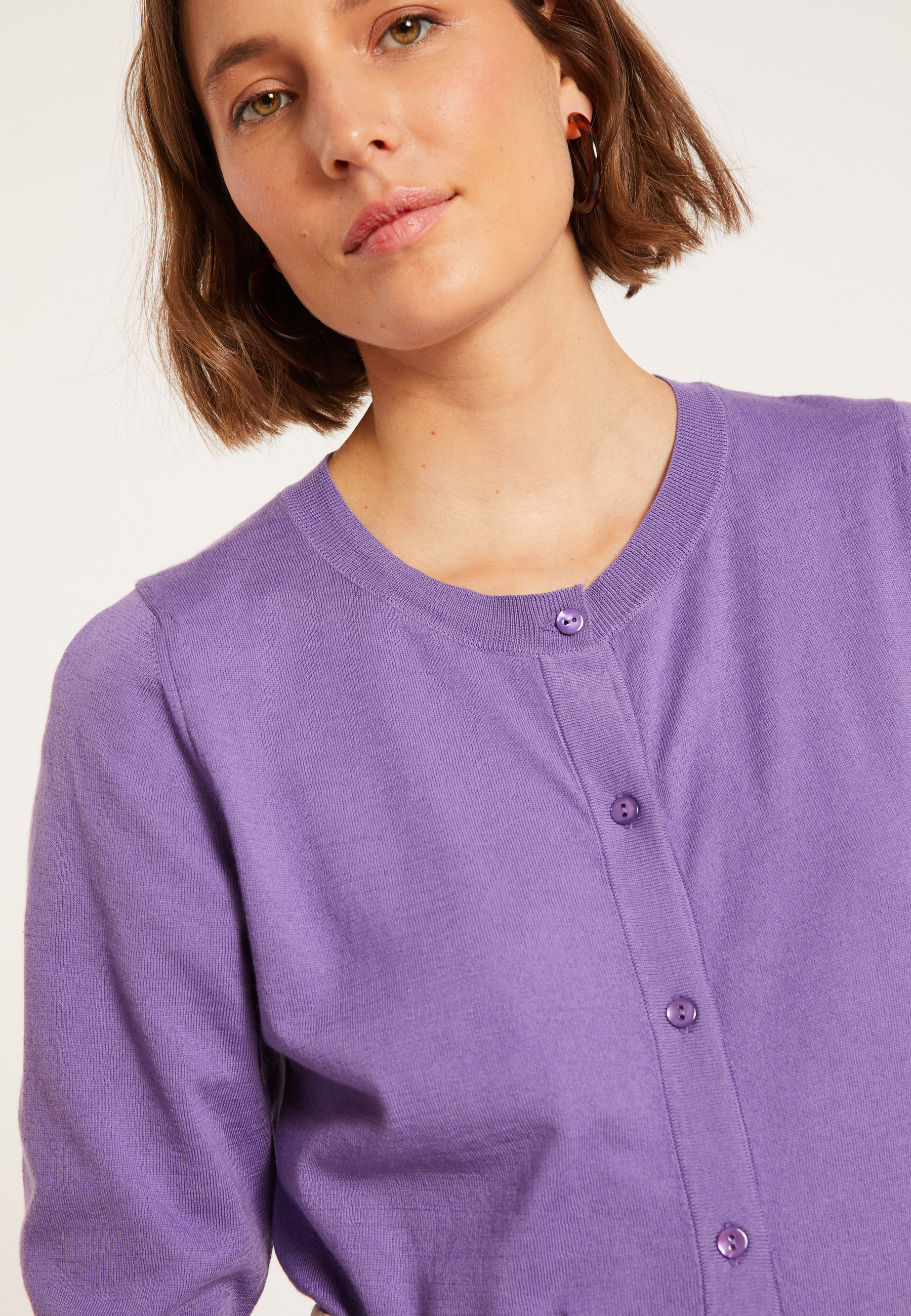 Cotton round neck cardigan - Manel