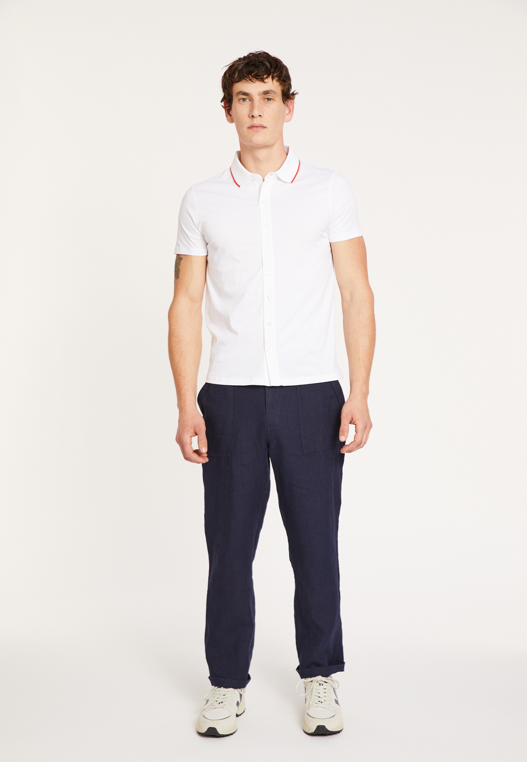 Chemise manches courtes en coton jersey - Baccara 6800 - 02 Blanc